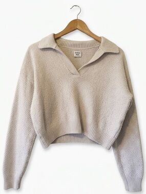 Aritzia Sunday Best Merino Wool Blend Cropped Polo Sweater